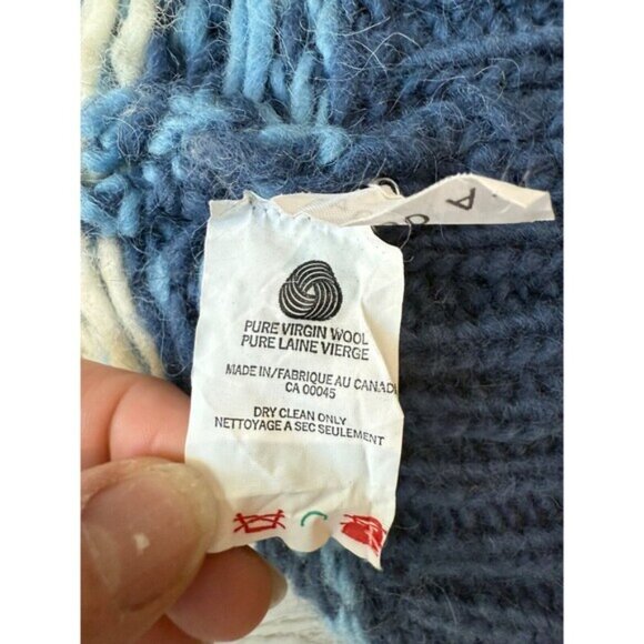 Stobi Nordic Sweater Blue Cream Iceland Pure Wool Chunky Knit Denmark Sz Medium - Picture 8 of 14